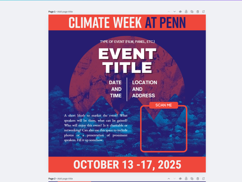 screenshot of Canva with template copied